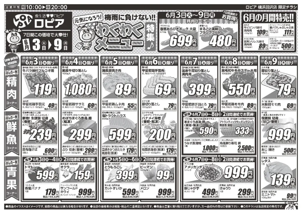 ロピア横浜羽沢店の最新チラシ6/3-6/9