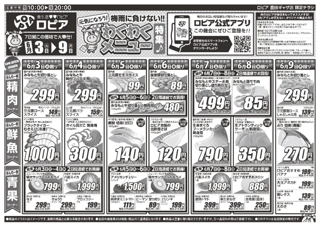 ロピア豊田ギャザ店の最新チラシ6/3-6/9