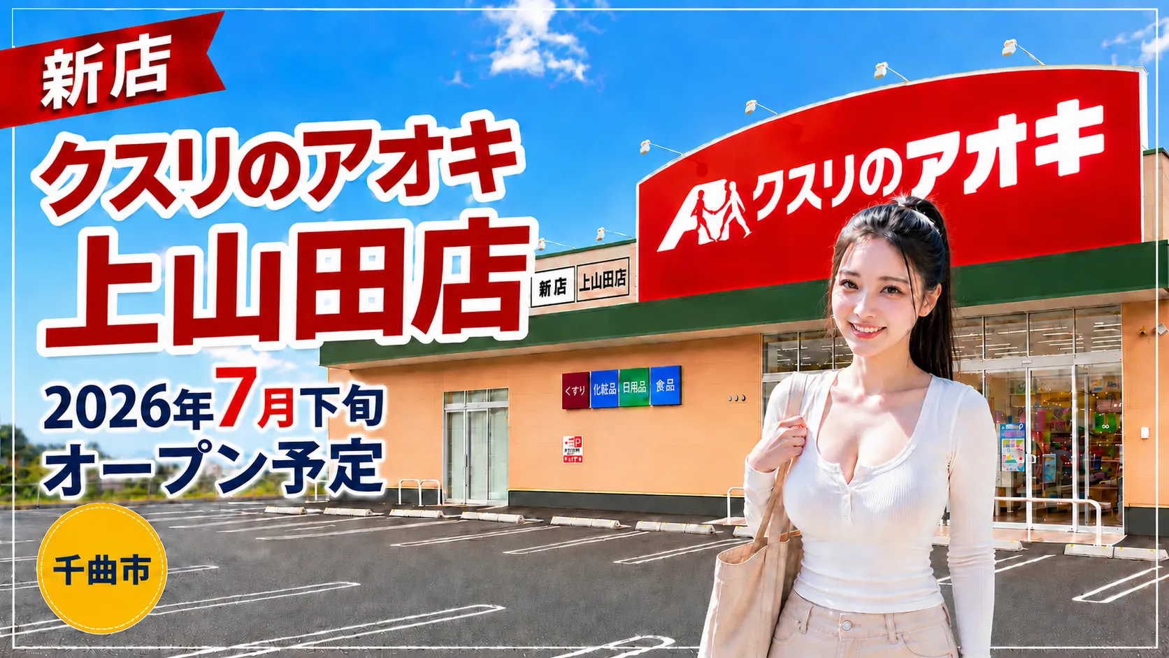 クスリのアオキ上山田店の2026年7月下旬オープン予定を知らせるアイキャッチ画像