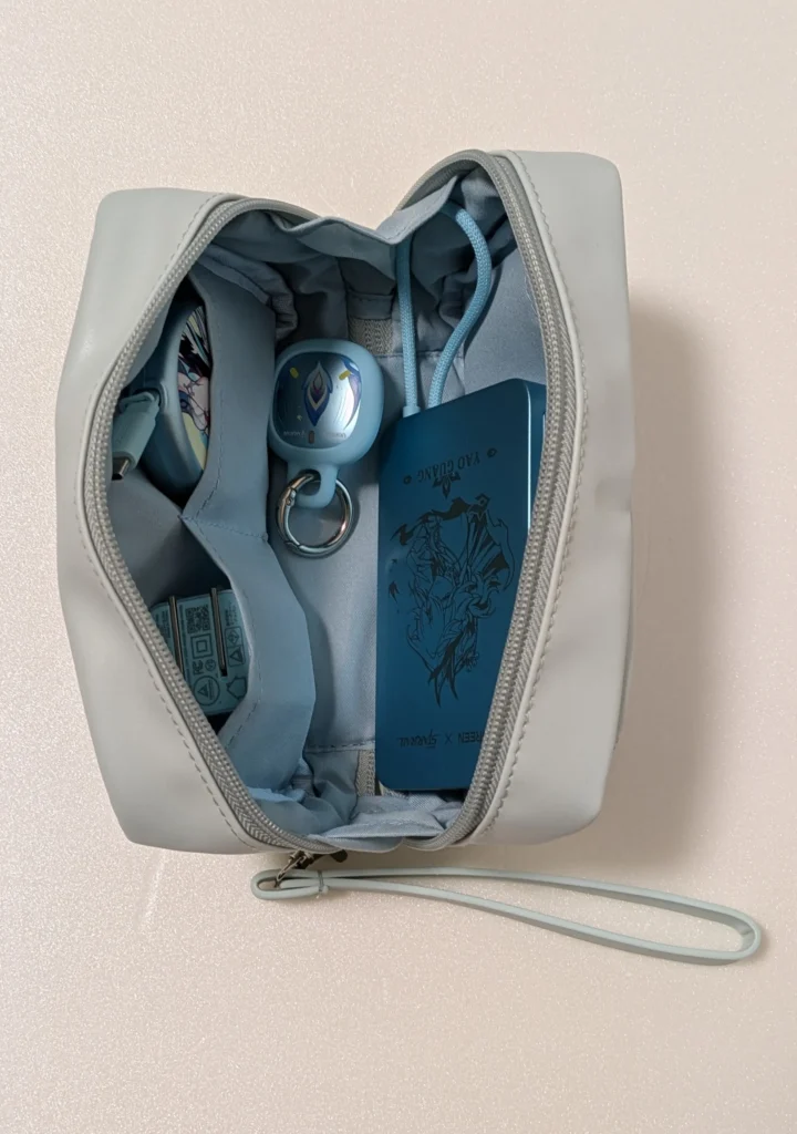 爻光ガジェットポーチに充電グッズを収納した状態